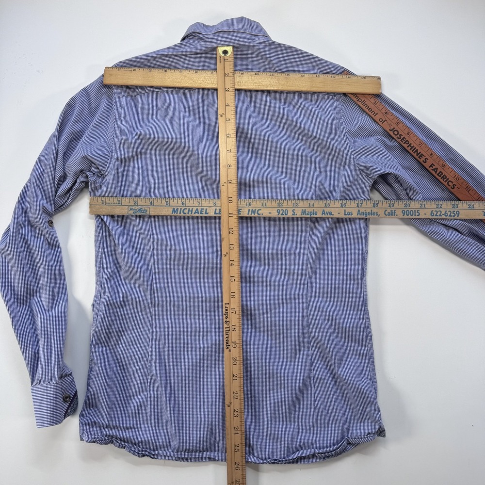 TED BAKER Long Sleeve Button Down Shirt Mens 2 (Small) Blue Check Turkey - Picture 5 of 16